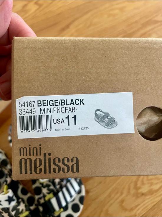 Mini Melissa NWT 11T Polka Dot & Star Strappy Sandals - Black & White